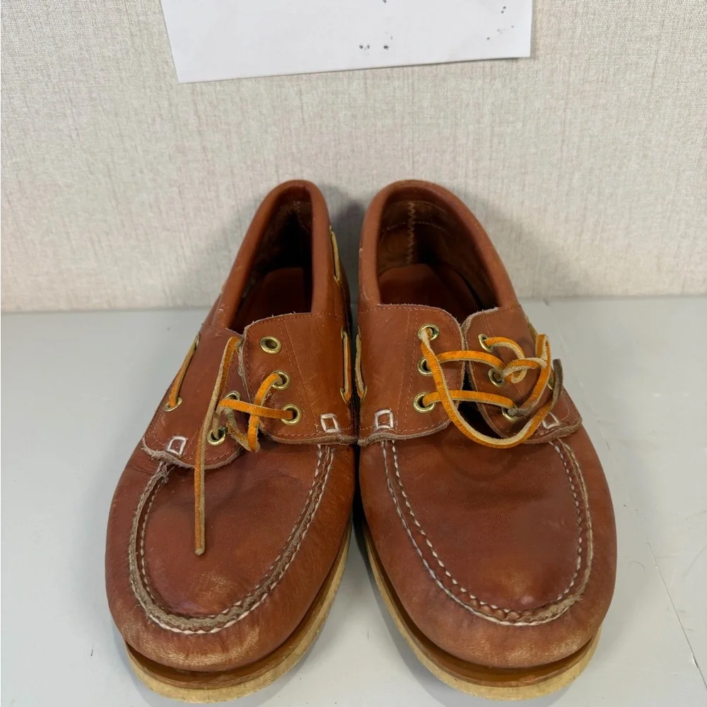 Harbor Tack Sail Boat Shoes-Genuine Hand Sewn Brown Leather‎ Size 12